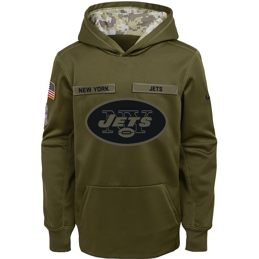 New York Jets Nike Youth Salute to Service Pullover Performance Hoodie Green->youth nfl jersey->Youth Jersey
